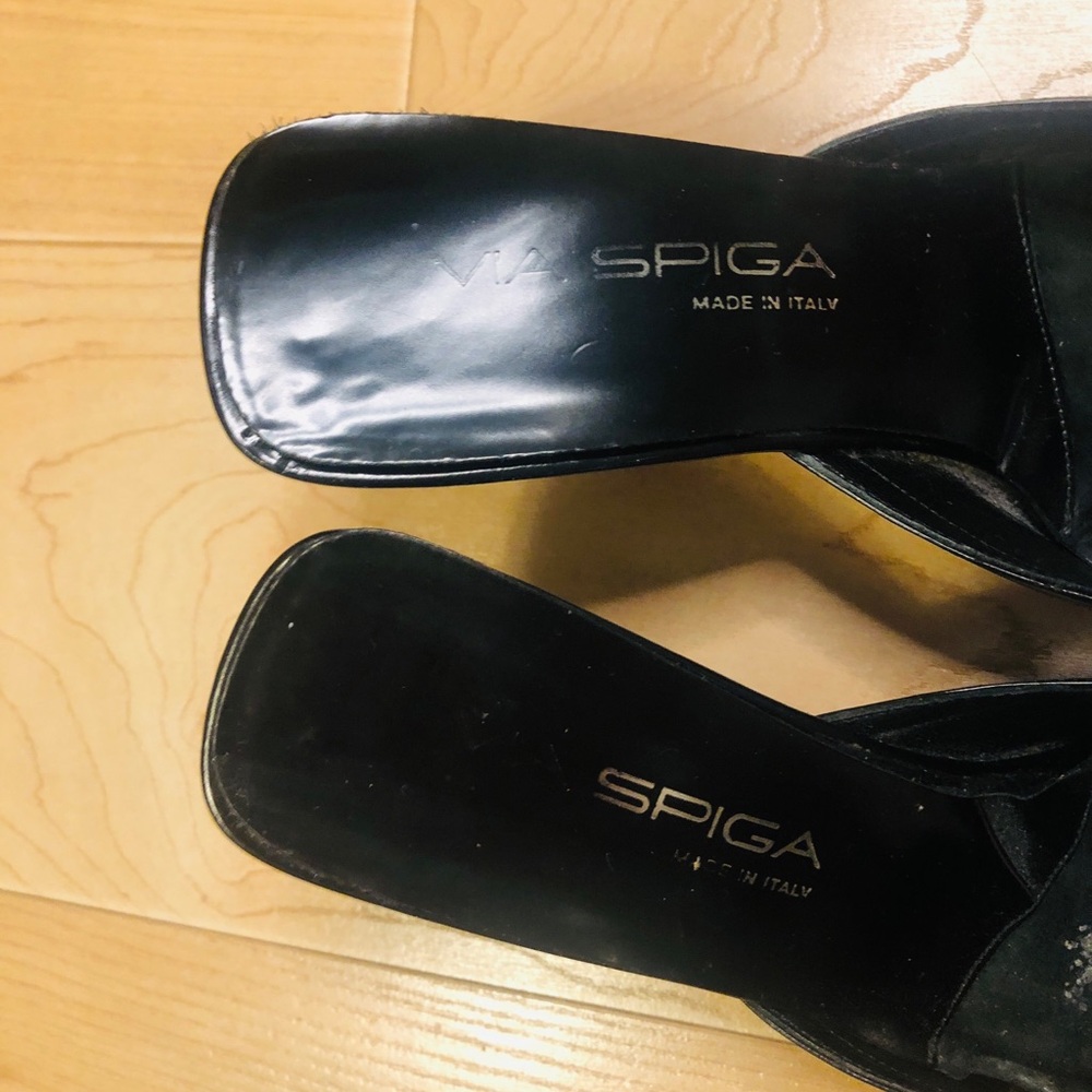 Via Spiga Elegant Black Women's Mules with Kitten Heels and Bow - Picture 10 of 14